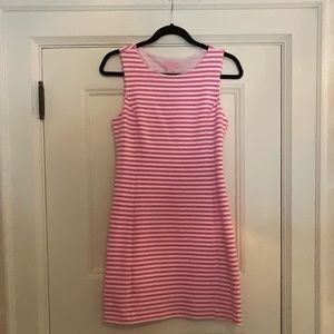 Pink and white striped dress with cut out on back